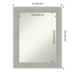 Amanti Art Non-Beveled Wall Mirror, Glam Linen Grey Frame