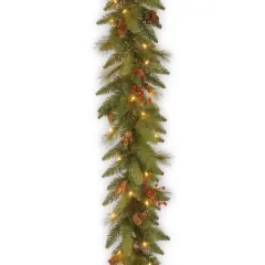6' x 12" Pre-lit Decorative Collection Artificial Christmas Garland with 20 Cones, 5 Red Berries and 35 Clear Lights