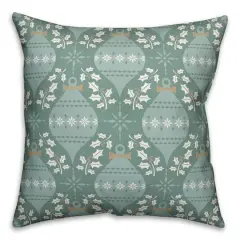 Green Christmas Ornaments Throw Pillow