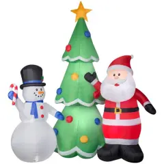 13ft. Airblown&reg; Inflatable Santa & Snowman with Christmas Tree