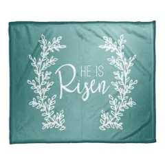 He is Risen Teal Throw Blanket