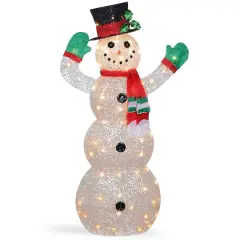 48" Crystal Snowman Decoration, Clear Mini LED Lights
