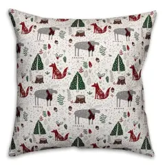 Christmas Woodland Creatures Throw Pillow