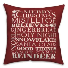 Designs Direct Christmas Sentiments & Greetings 18x18 Throw Pillow