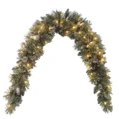 6ft. Pre-lit Glittery Bristle&reg; Artificial Christmas Pine Mantle Swag with Pine Cones and Clear Lights