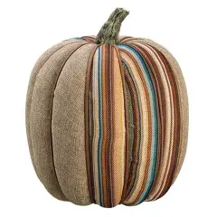 Beige & Striped Burlap Tabletop Autumn Pumpkin