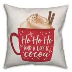 Designs Direct Ho Ho Ho and a Cup of Cocoa 18x18 Throw Pillow