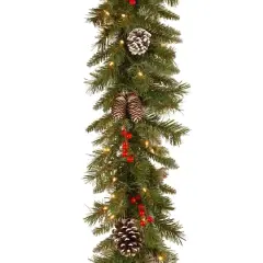 9' x 10" Pre-lit Frosted Berry Artificial Christmas Garland with 100 Clear Lights