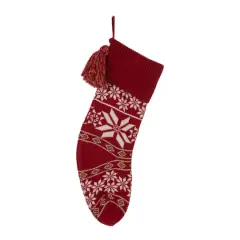 Glitzhome&reg; 24" Snowflake Knited Christmas Stocking