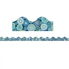 Eureka&reg; Deco Trim&reg; Blue Harmony Mandala Scalloped Borders, 222ft.