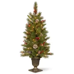4ft. Pre-Lit Feel Real&reg; Bristle Berry Artificial Entrance Christmas Tree, Clear Lights