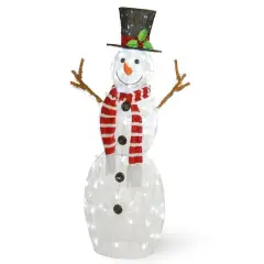 48" Fabric Snowman, White LED Lights