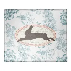 Vintage Florals Rabbit Throw Blanket