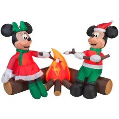 4ft. Airblown&reg; Inflatable Christmas Disney Mickey & Minnie Mouse Roasting Marshmallows Scene 