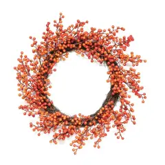 14" Red & Orange Fall Berry Wreath