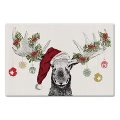 Christmas Moose Canvas Wall Art