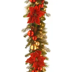9' by 12" Pre-lit Decorative Collection Home For the Holidays Artificial Christmas Garland with 100 Clear Lights