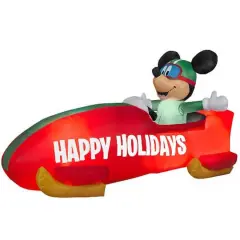 6ft. Airblown&reg; Inflatable Christmas Mickey in a Bobsled Disney