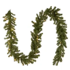 9' x 10" Pre-lit North Valley&reg; Spruce Artificial Christmas Garland with 50 Battery Operated Dual LED Lights