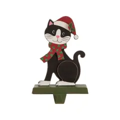 Glitzhome&reg; Wooden & Metal Cat Christmas Stocking Holder
