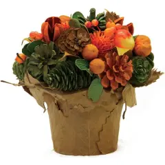 Pinecone & Berries Artificial Autumn Harvest Potted Centerpiece