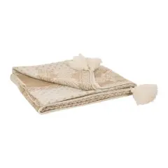 Glitzhome&reg; White Knited Acrylic Throw Blanket with Tassels
