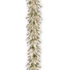 9ft. Pre-lit Feel Real&reg; Snowy Sheffield Spruce Artificial Christmas Garland with 70 Clear Lights