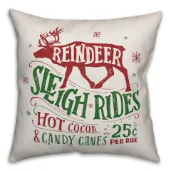 Designs Direct Reindeer Sleigh Rides 18x18 Throw Pillow