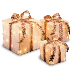 White Sisal Gift Box Set with Clear Lights