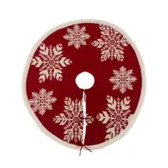 Glitzhome&reg; 48" Snowflake Knited Acrylic Christmas Tree Skirt