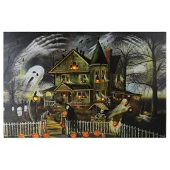 Creepy Haunted House LED Canvas Wall Art