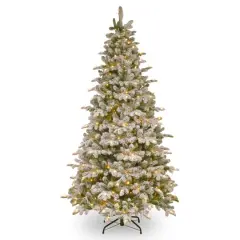 7.5ft. Pre-Lit Feel Real&reg; Snowy Everest Fir Hinged Artificial Christmas Tree, Clear Lights