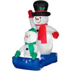 4ft. Airblown&reg; Inflatable Christmas Father & Child Snowman Scene