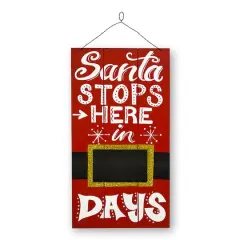 22" Santa Stops Here Hanging Sign Home D&eacute;cor