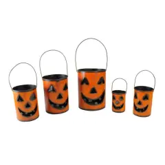 Nesting Luminary Jack-O-Lantern Pumpkin Halloween Container Basket Set