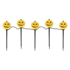 Clear Lighted Scary Jack-o-Lantern Halloween Pathway Markers, 5 Pack