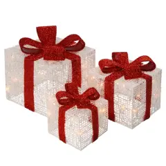 White & Red Gift Box Set with Clear Lights