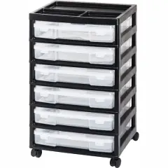 Iris&reg; 6 Case Black Rolling Scrapbook Cart