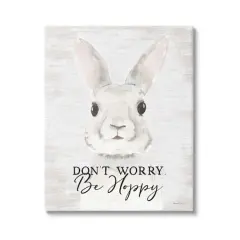 Stupell Industries Don't Worry Be Hoppy Easter Bunny Rabbit Pun Canvas Wall Art