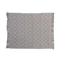 Hello Honey&reg; Gray Recycled Cotton Jacquard Throw Blanket with Fringe