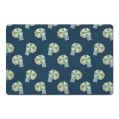 Umbrella Pattern Floor Mat Navy and Green