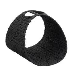 Household Essentials 15" Oval Seagrass Magazine Rack Black