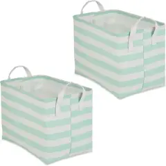 DII&reg; Striped Laundry Bins, 2ct. Aqua Stripe