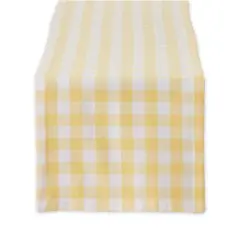 Yellow and White Checkers Table Runner 14" x 108"