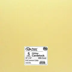 PA Paper&trade; Accents 12" x 12" Glitter Cardstock, 5 Sheets Iridescent Lemon Cello