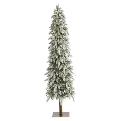 7.5ft. Pre-Lit Flocked Washington Alpine Artificial Christmas Tree, Warm White LED Lights