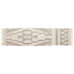 Hello Honey&reg; Green & Cream Cotton & Wool Kilim Floor Runner, 8ft. x 2ft.