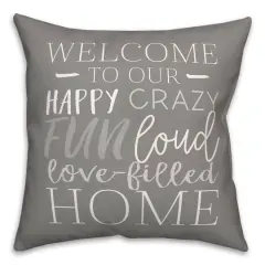18" x 18" Love Filled Home Throw Pillow Gray