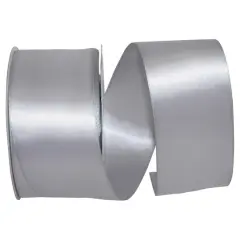 JAM Paper 2.5'' x 50yd. Double Face Satin Ribbon Silver