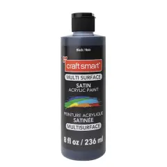 Multi-Surface Premium Satin Acrylic Paint by Craft Smart&reg;, 8oz. Black
